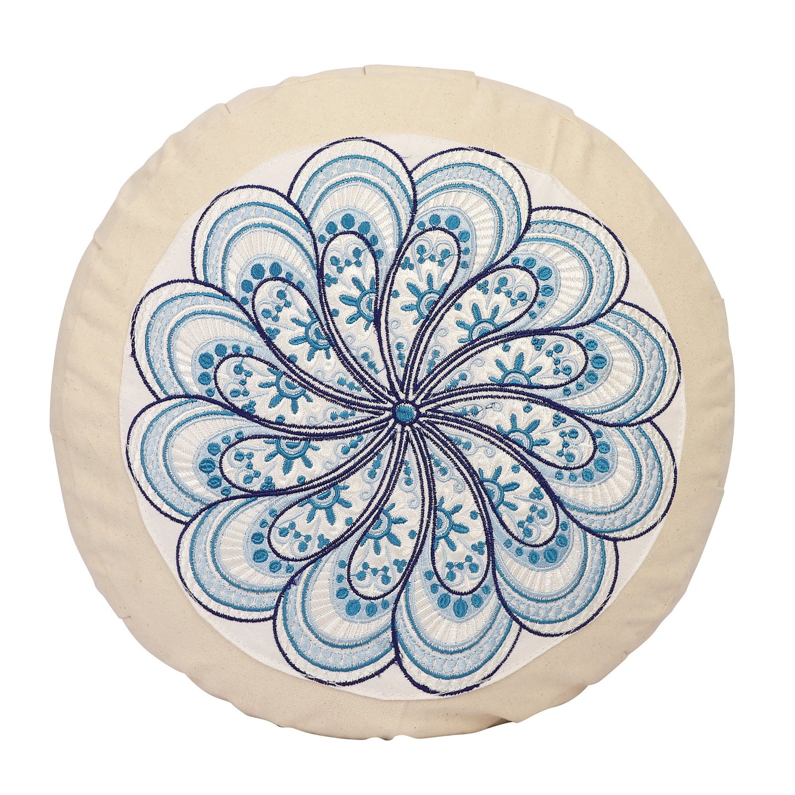 Yoga Meditation Cushion - 16 Inch Extra Large - Istanbul | Handmade Round Zafu Pillow  |Zipped Cover |Washable| Portable - Filling Options