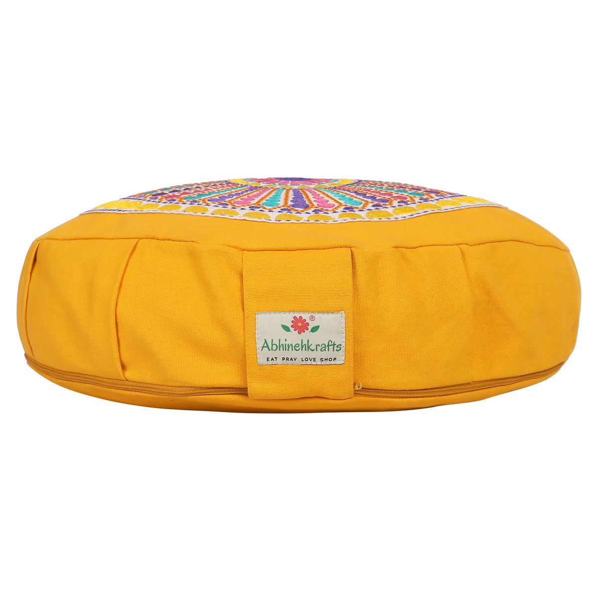 Yoga Meditation Cushion - 16 Inch Extra Large - Venice  | Handmade Round Zafu Pillow  |Zipped Cover |Washable| Portable - Filling Options