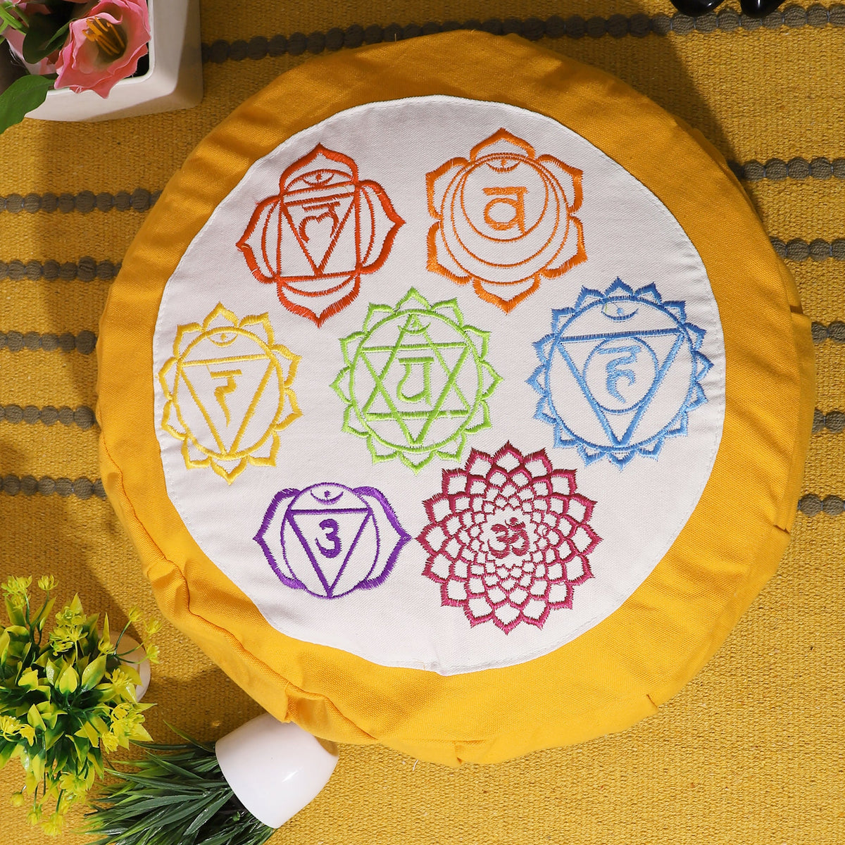 Yoga Meditation Cushion - 16 Inch Extra Large - Berlin  | Handmade Round Zafu Pillow  |Zipped Cover |Washable| Portable - Filling Options