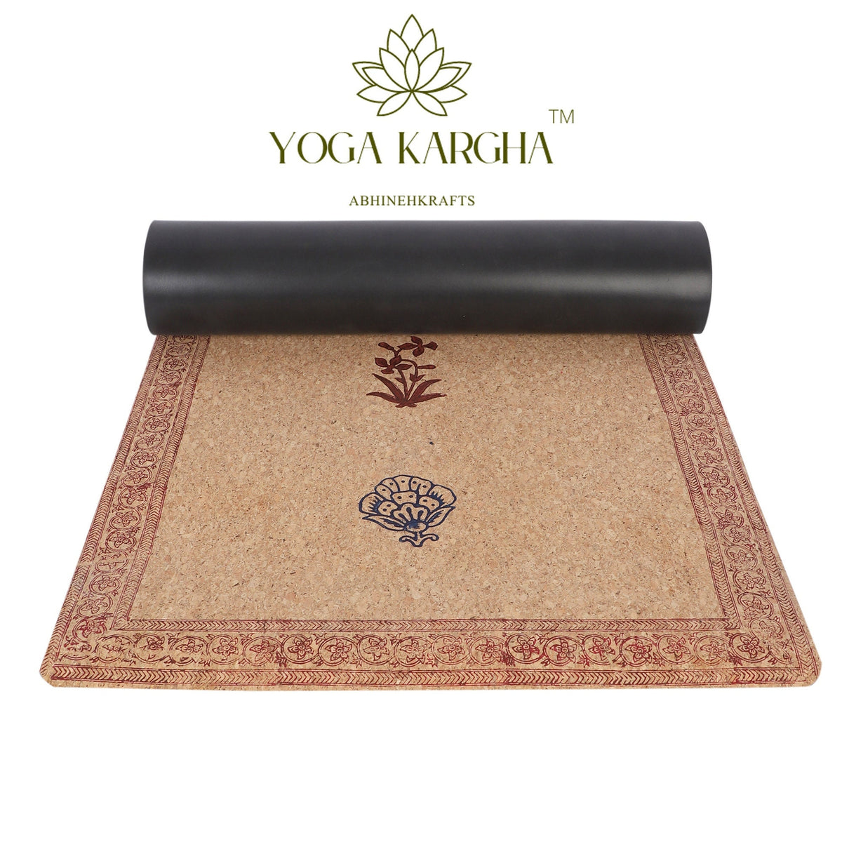 Hand Block Printed Cork Yoga Mat – Garden of Five Senses