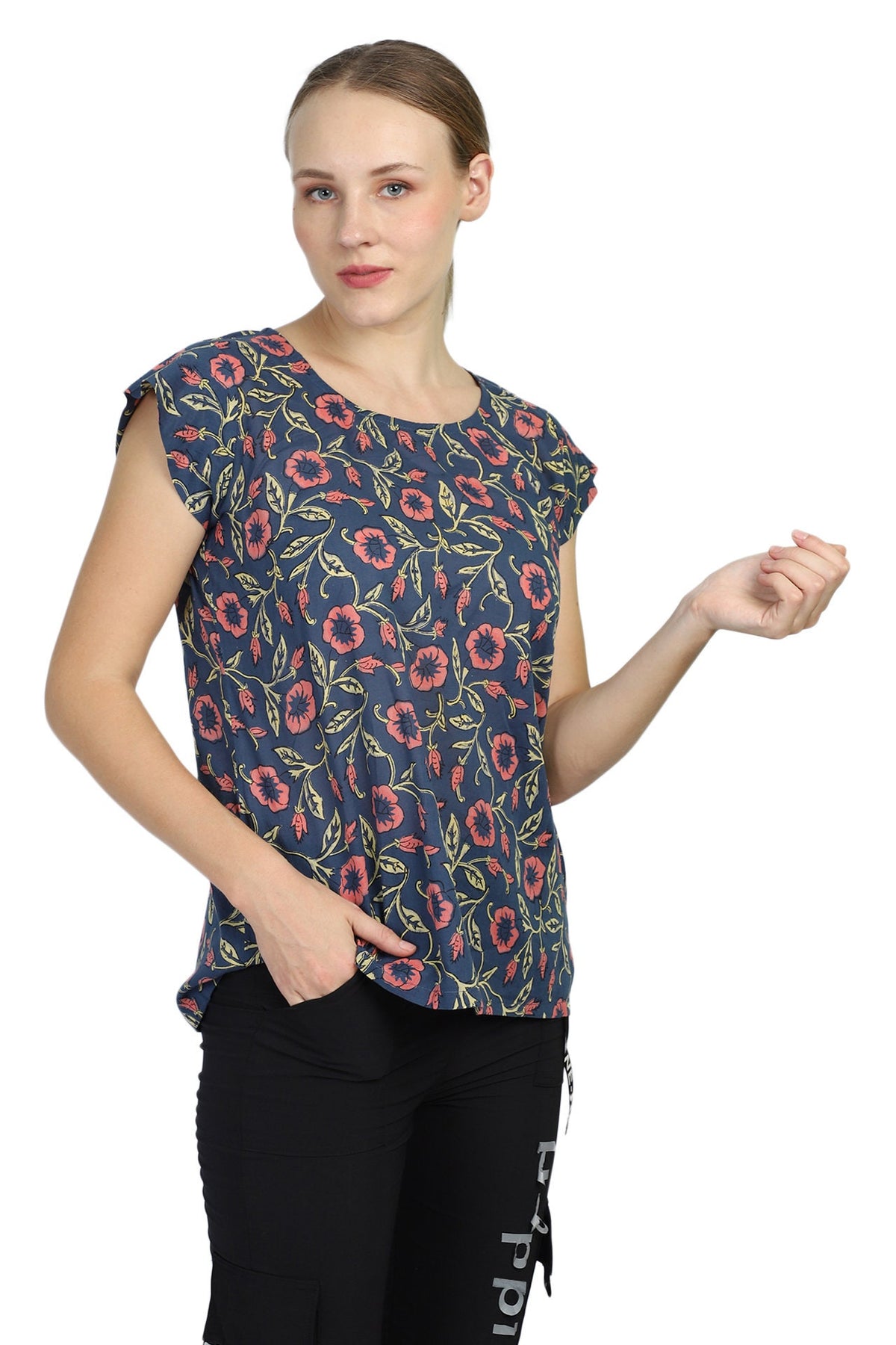 Yoga Top Wear - Cotton, Meditation Top, Cotton Shirt - Handblock printed Cotton Top/Tunic/Shirt