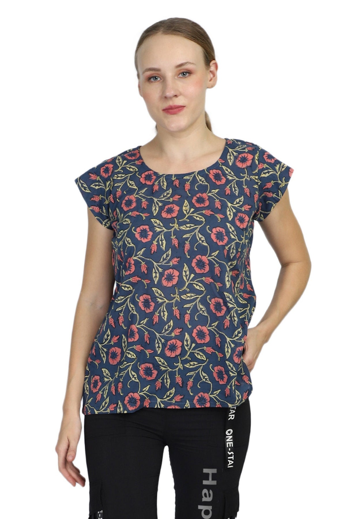 Yoga Top Wear - Cotton, Meditation Top, Cotton Shirt - Handblock printed Cotton Top/Tunic/Shirt