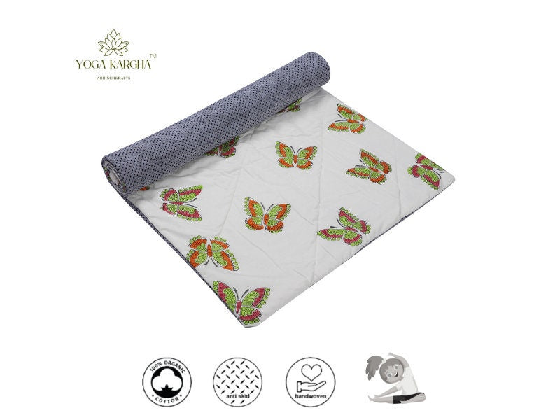 Kids Yoga Mat - Children Yoga Play Mat - Organic Cotton, Natural, Non-toxic, Eco-conscious, Super Soft, Exercise Play Mat