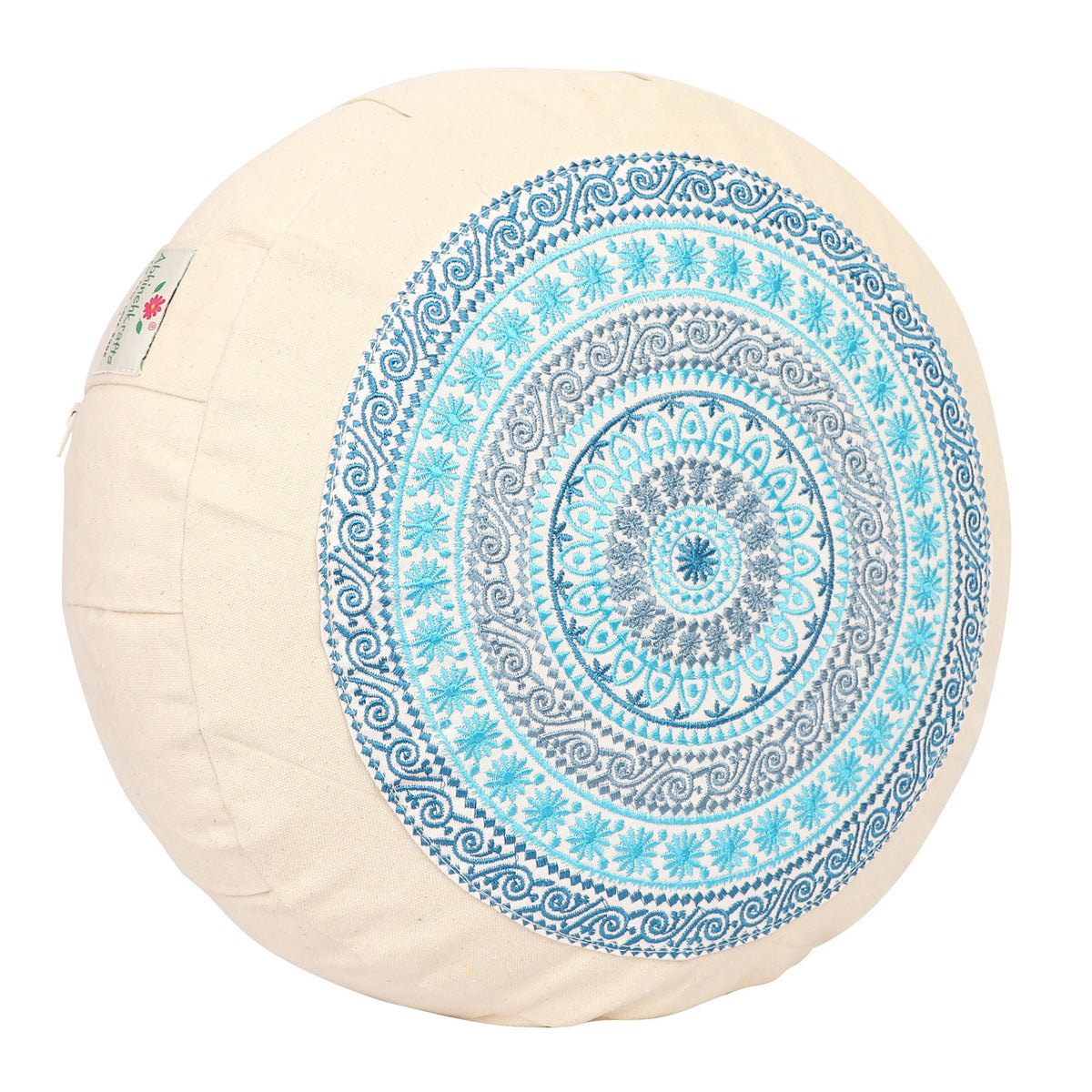 Yoga Meditation Cushion - 16 Inch Extra Large - Prague  | Handmade Round Zafu Pillow  |Zipped Cover |Washable| Portable - Filling Options