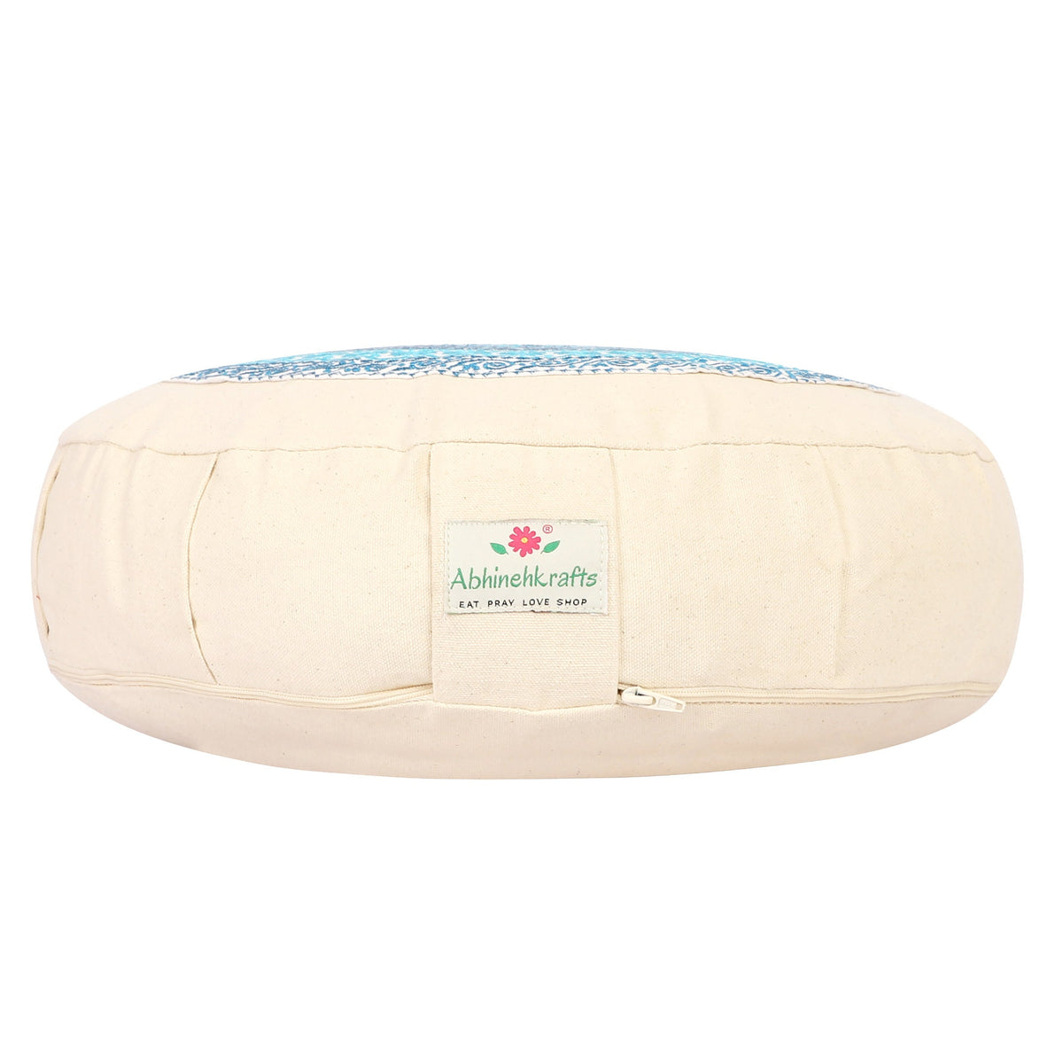 Yoga Meditation Cushion - 16 Inch Extra Large - Prague  | Handmade Round Zafu Pillow  |Zipped Cover |Washable| Portable - Filling Options