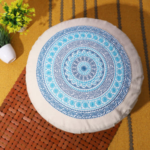 Yoga Meditation Cushion - 16 Inch Extra Large - Prague  | Handmade Round Zafu Pillow  |Zipped Cover |Washable| Portable - Filling Options