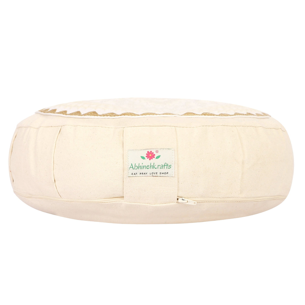 Yoga Meditation Cushion - 16 Inch Extra Large - Seoul  | Handmade Round Zafu Pillow  |Zipped Cover |Washable| Portable - Filling Options