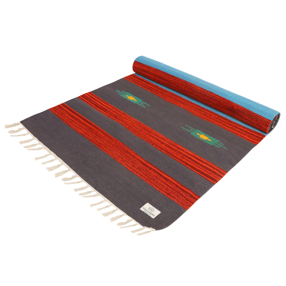 YogaKargha Cotton Handwoven Mat for Yoga, Pilates, Fitness, Prayer, Meditation or Home Decor - Kyoto