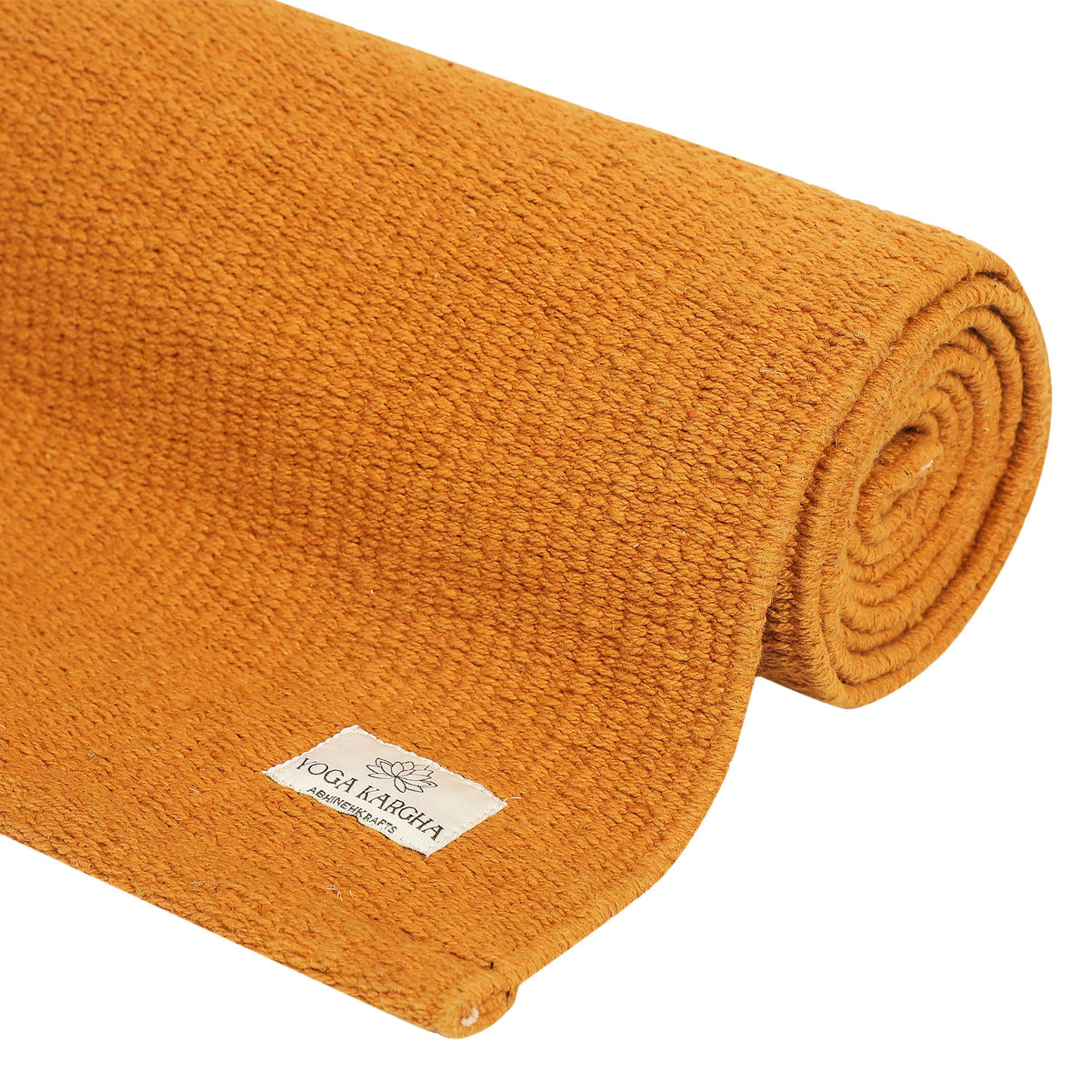 Moon Light Organic Cotton Yoga Mat | Handwoven, Anti-Skid Option | Celestial Moon Phases, Mustard or Black | Eco-Friendly & Gift Ready