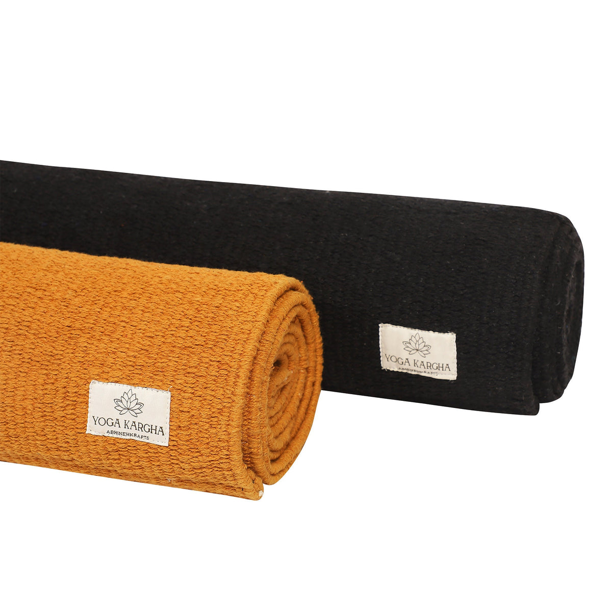 Moon Light Organic Cotton Yoga Mat | Handwoven, Anti-Skid Option | Celestial Moon Phases, Mustard or Black | Eco-Friendly & Gift Ready