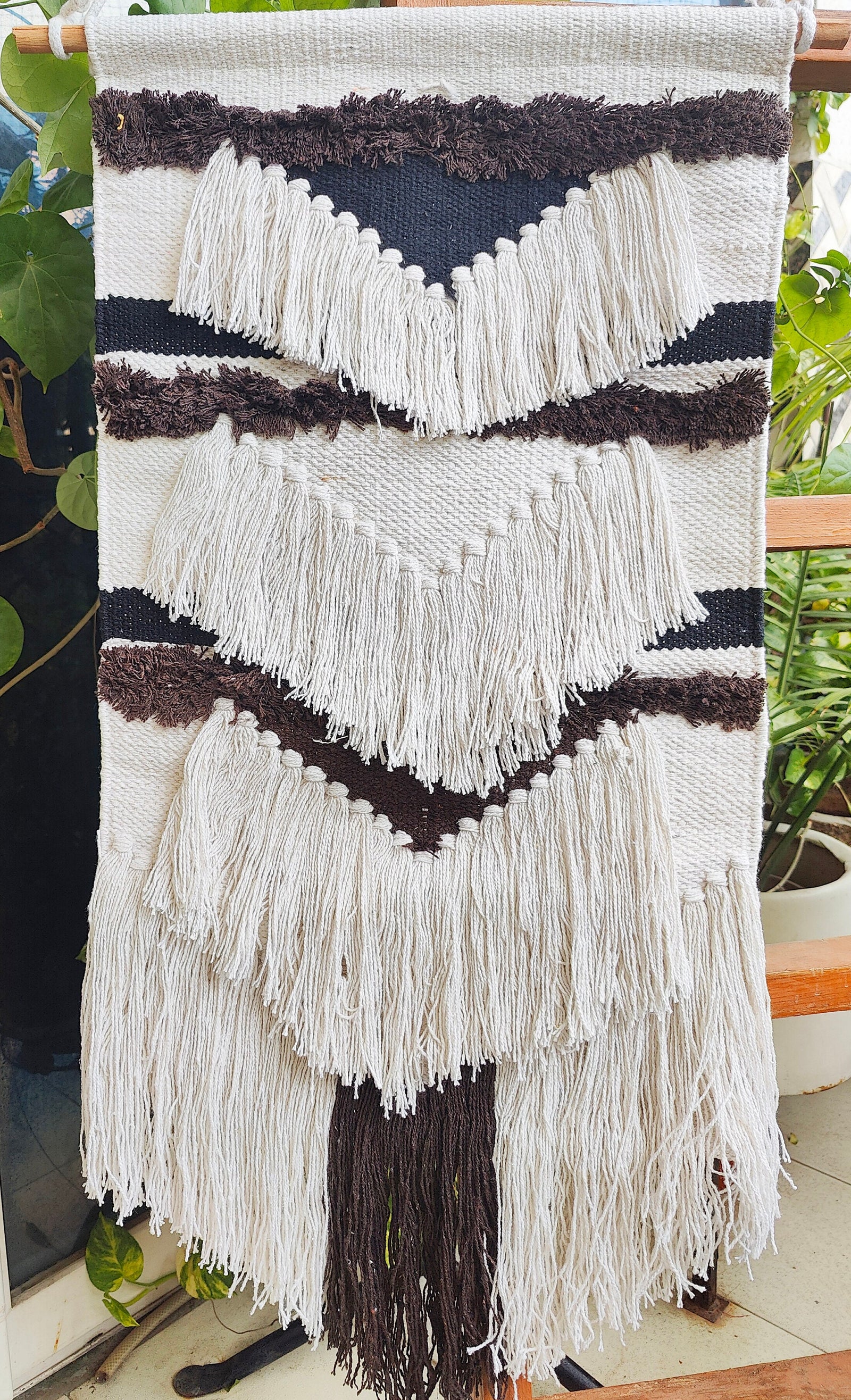 YogaKargha Handwoven Wall Rug, Tapestry, Wall Hanging, Woven Wall Art Home Decor - Made with Upcycled Yarn - City of Kings Lima