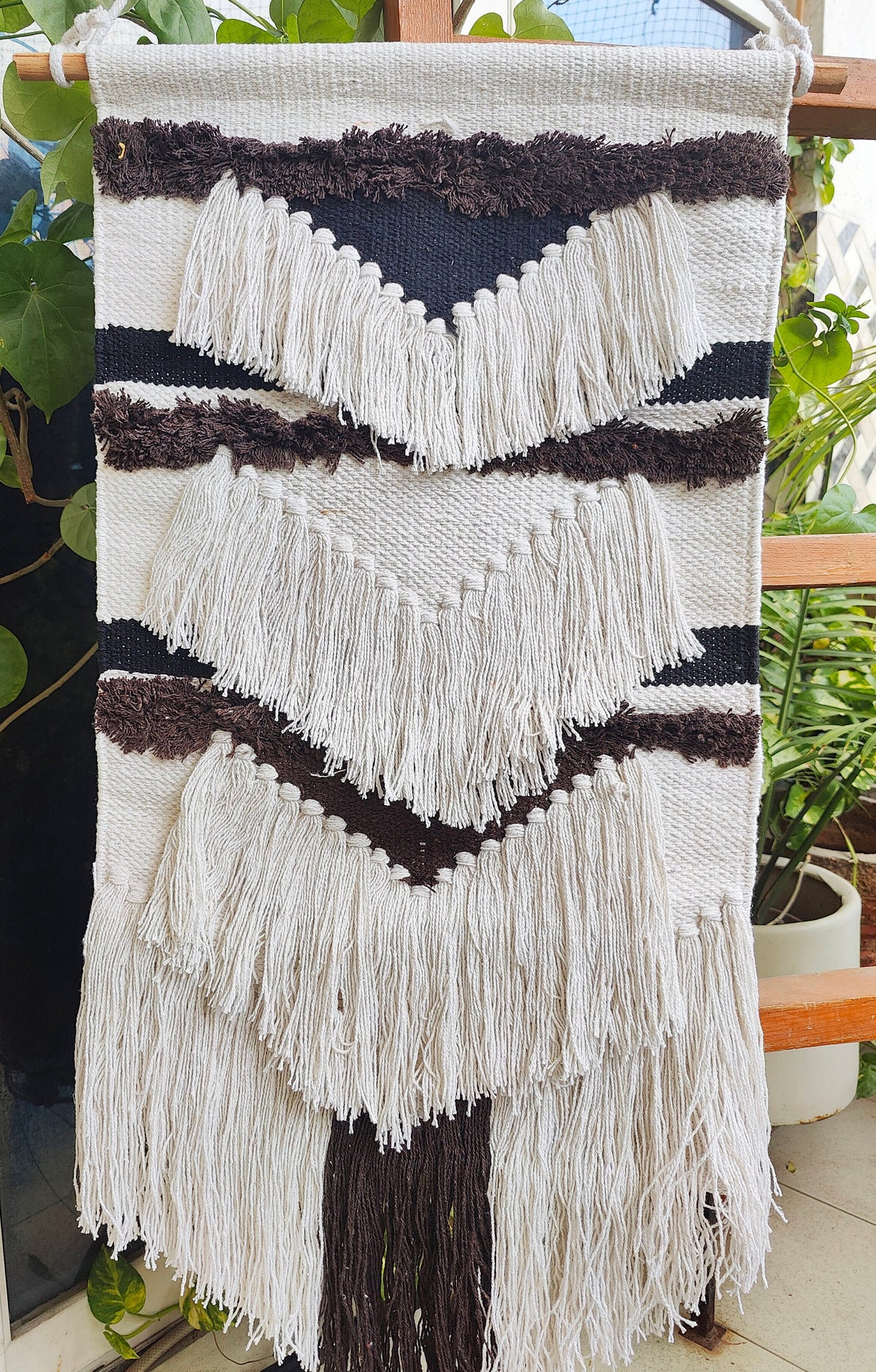 YogaKargha Handwoven Wall Rug, Tapestry, Wall Hanging, Woven Wall Art Home Decor - Made with Upcycled Yarn - City of Kings Lima