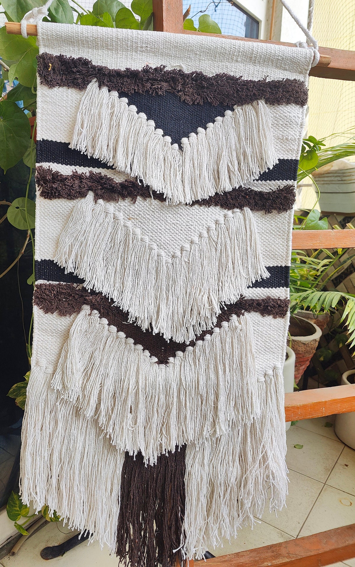 YogaKargha Handwoven Wall Rug, Tapestry, Wall Hanging, Woven Wall Art Home Decor - Made with Upcycled Yarn - City of Kings Lima