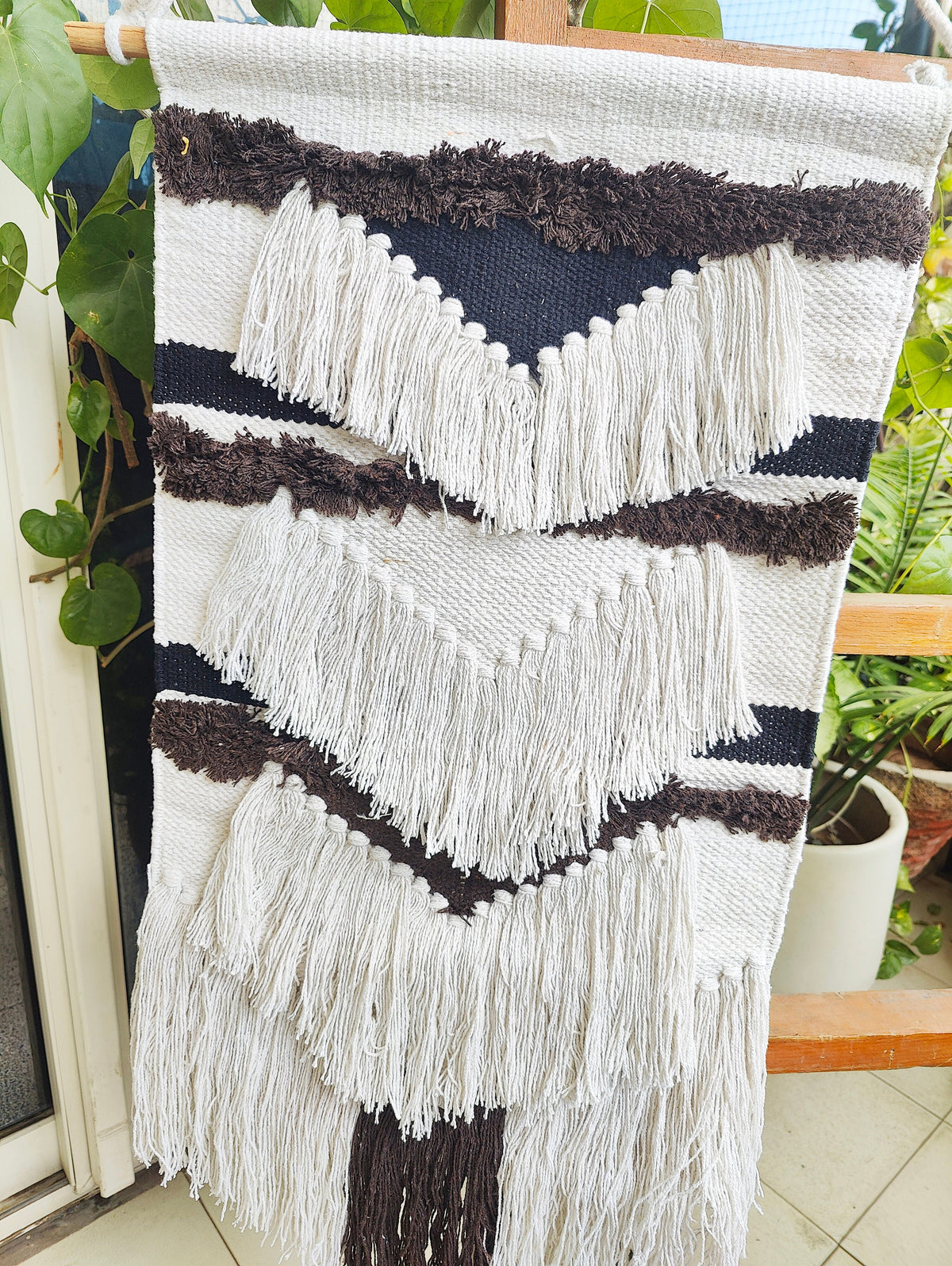 YogaKargha Handwoven Wall Rug, Tapestry, Wall Hanging, Woven Wall Art Home Decor - Made with Upcycled Yarn - City of Kings Lima