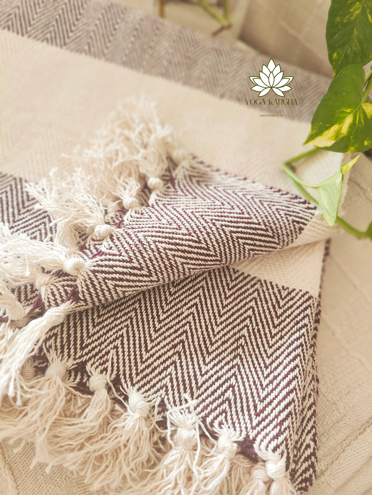 Premium Handwoven Organic Cotton Blanket (Use as bed linen OR yoga/mediation blanket) - Design: Darshan