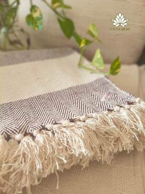 Premium Handwoven Organic Cotton Blanket (Use as bed linen OR yoga/mediation blanket) - Design: Darshan