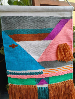 YogaKargha Handwoven Wall Rug, Tapestry, Wall Hanging, Woven Wall Art Home Decor - Made with Upcycled Yarn - Pink City of Royalty Jaipur