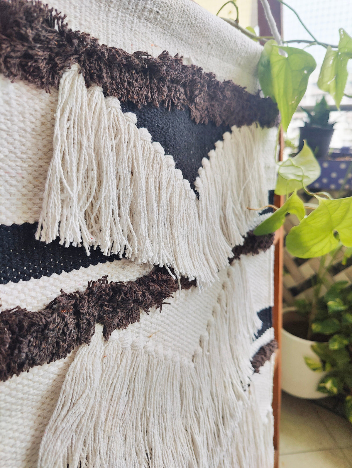 YogaKargha Handwoven Wall Rug, Tapestry, Wall Hanging, Woven Wall Art Home Decor - Made with Upcycled Yarn - City of Kings Lima