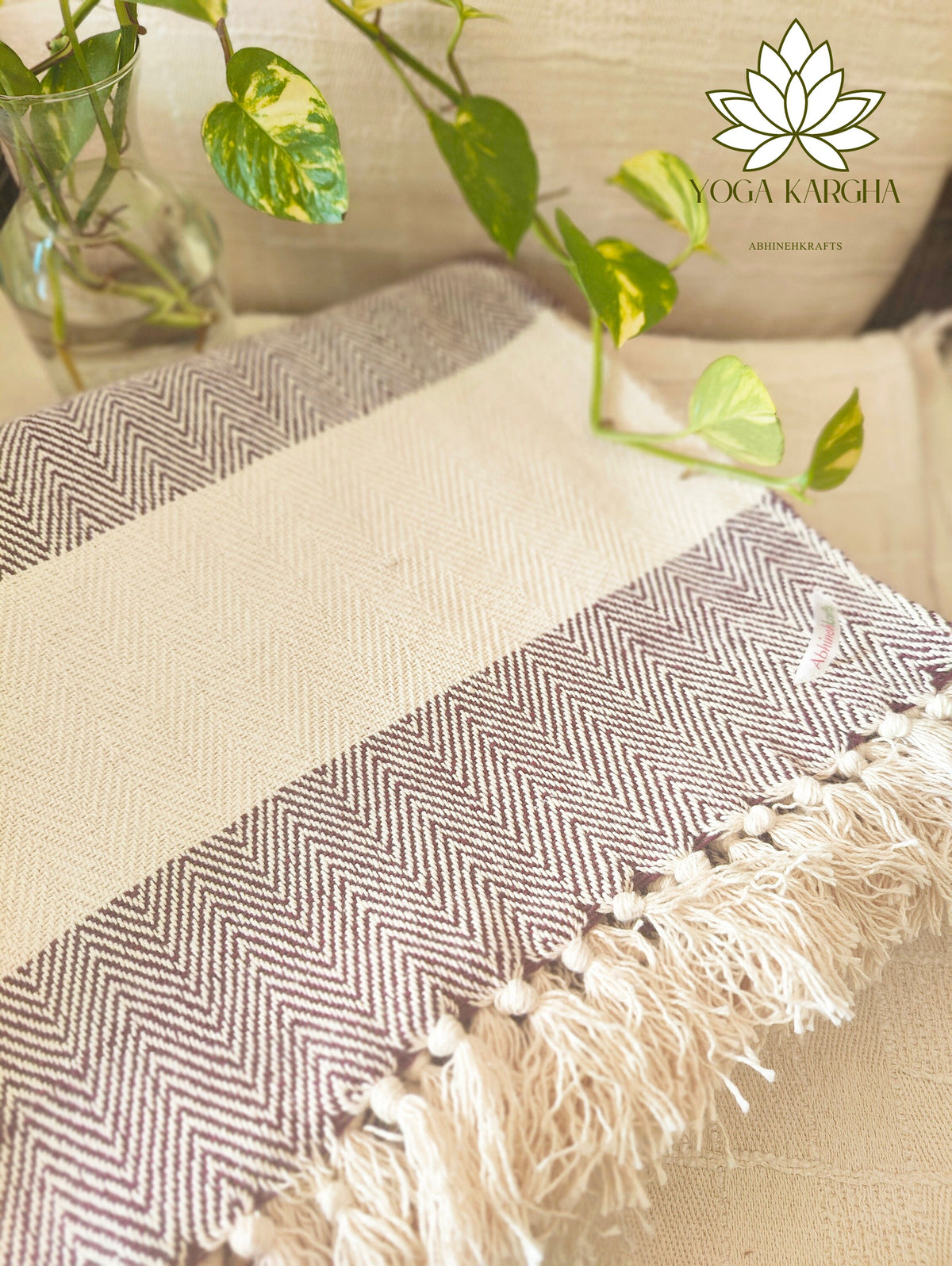 Premium Handwoven Organic Cotton Blanket (Use as bed linen OR yoga/mediation blanket) - Design: Darshan