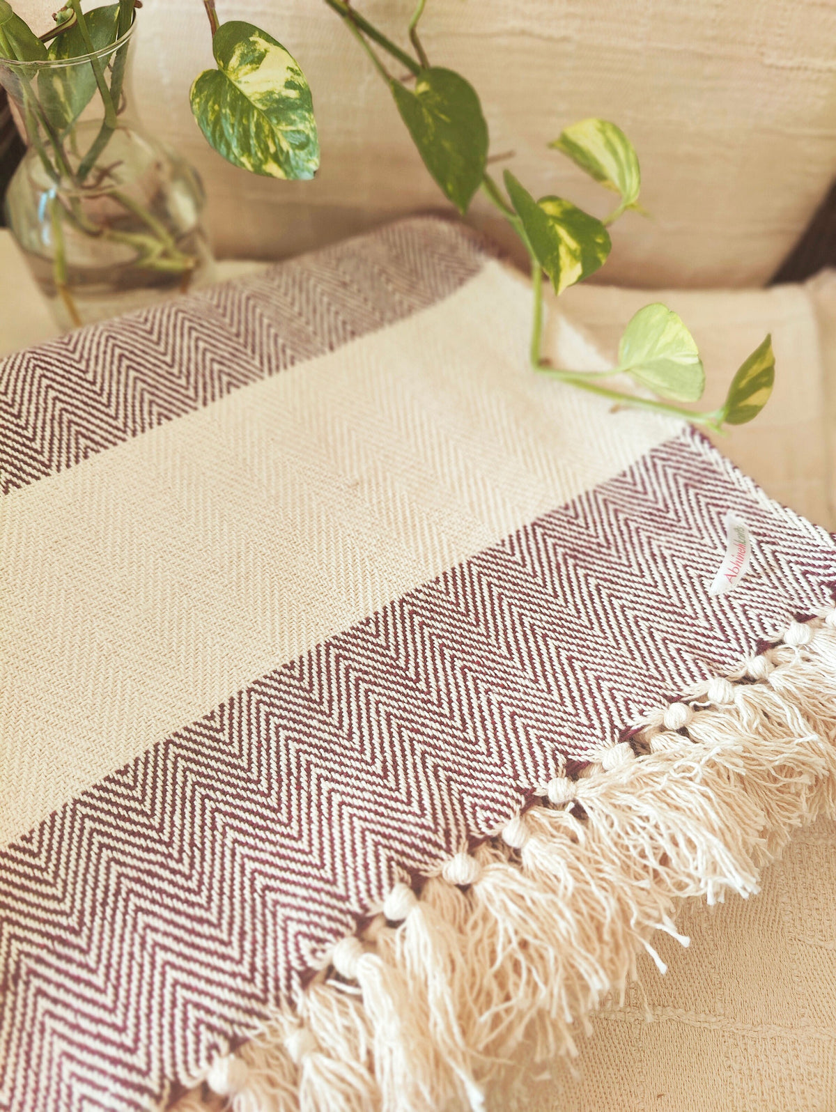 Premium Handwoven Organic Cotton Blanket (Use as bed linen OR yoga/mediation blanket) - Design: Darshan