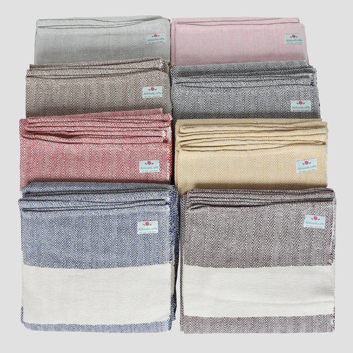 Handwoven Herringbone Organic Cotton Blanket for Yoga and Meditation