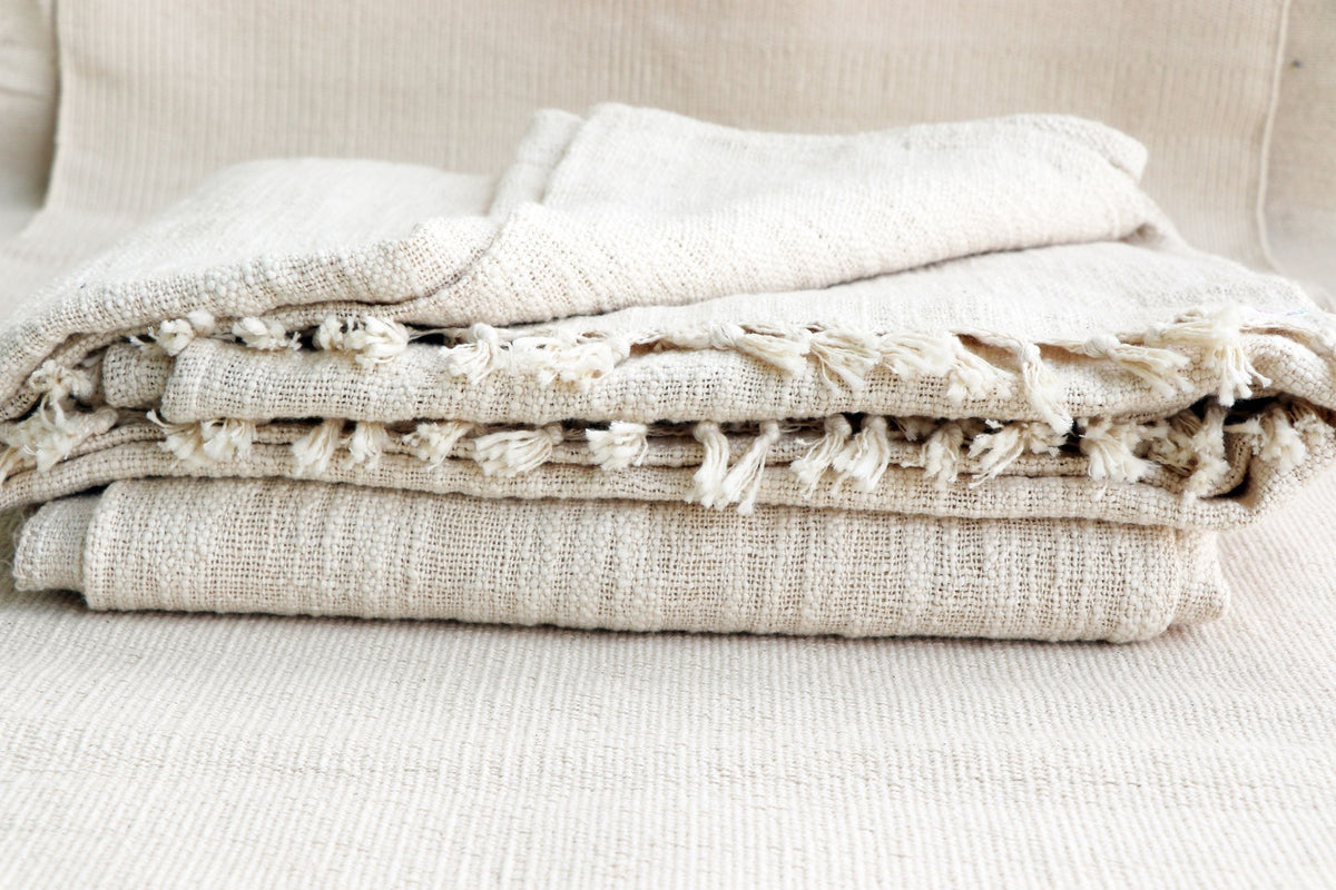 Premium Handwoven Organic Cotton Blanket (Use as bed linen OR yoga/mediation blanket) - Design: Ananda