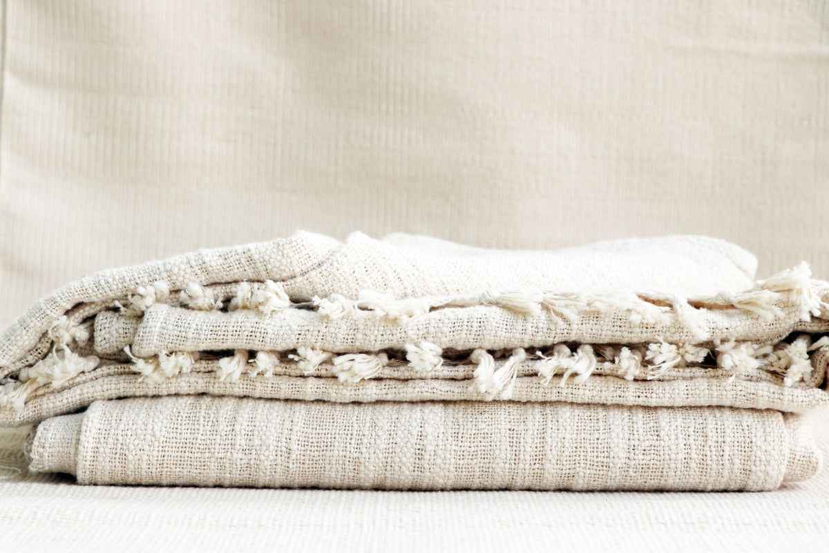 Premium Handwoven Organic Cotton Blanket (Use as bed linen OR yoga/mediation blanket) - Design: Ananda