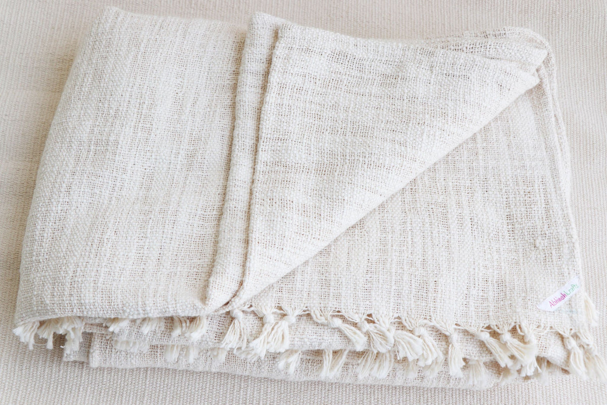 Premium Handwoven Organic Cotton Blanket (Use as bed linen OR yoga/mediation blanket) - Design: Ananda
