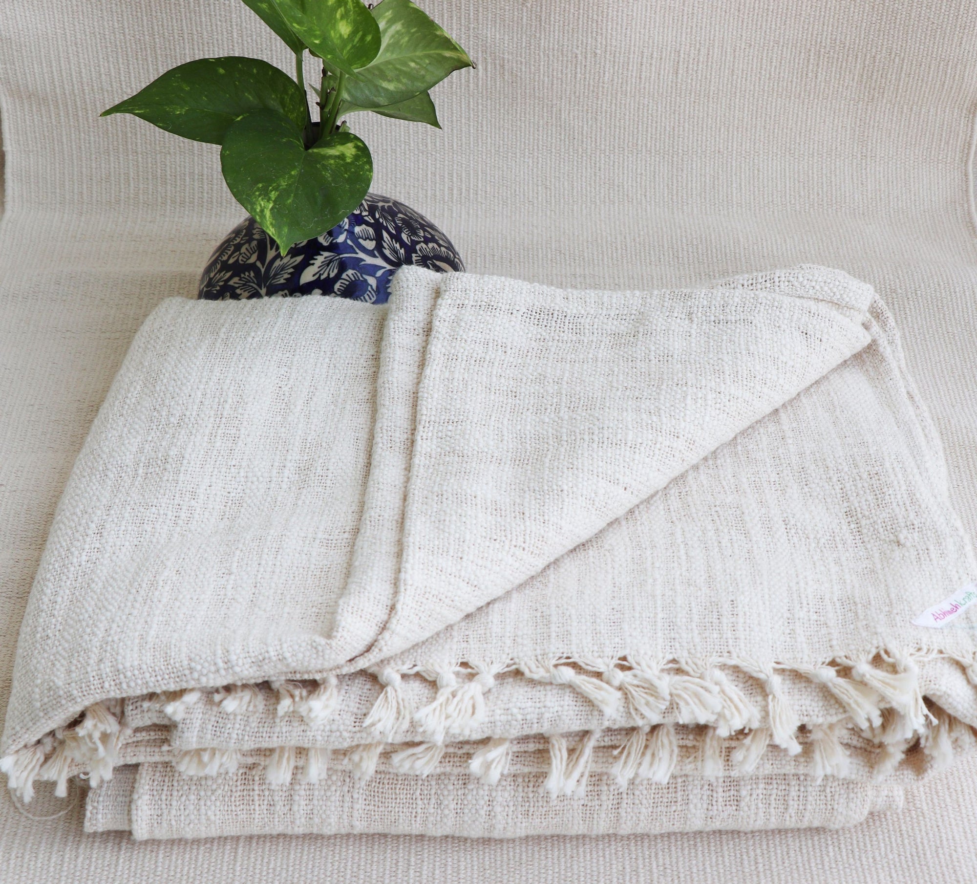 Premium Handwoven Organic Cotton Blanket for Yoga & Meditation -Ananda