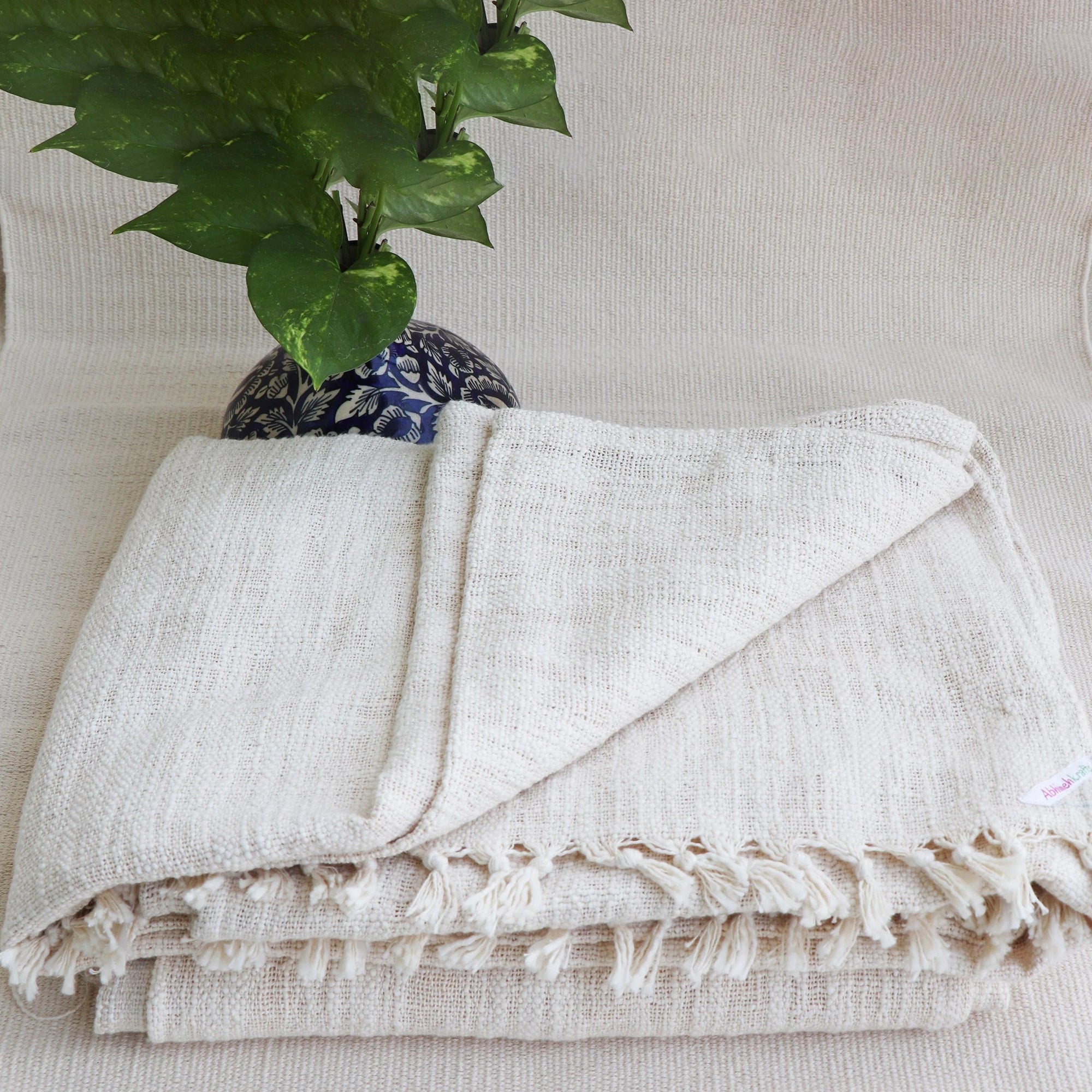 Premium Handwoven Organic Cotton Blanket for Yoga & Meditation -Ananda