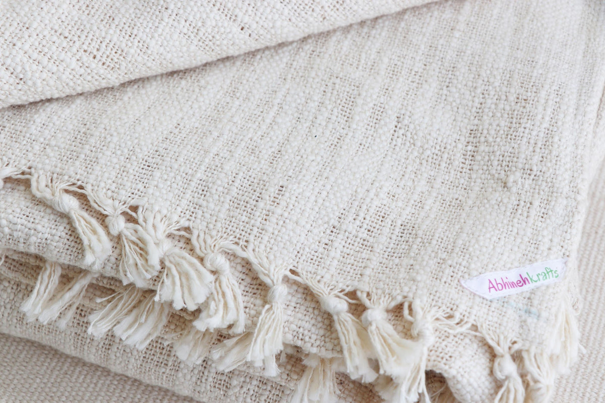 Premium Handwoven Organic Cotton Blanket (Use as bed linen OR yoga/mediation blanket) - Design: Ananda