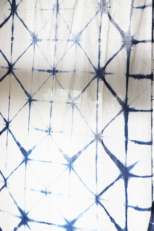 Set of Shibori Tie-Dye Mulmul Muslin Cotton Curtain/Room Divider/Sheer/Drape/Sham with Loops - Into the Blue - Faith
